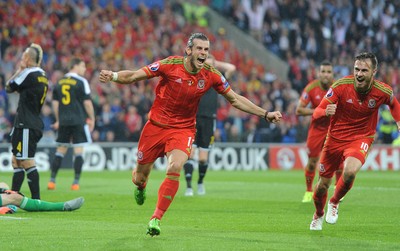 120615 - Wales v Belgium - UEFA European Championship 2016 Qualifier -Gareth Bale of Wales celebrates scoring goal