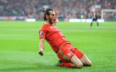 120615 - Wales v Belgium - UEFA European Championship 2016 Qualifier -Gareth Bale of Wales celebrates scoring goal