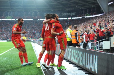 120615 - Wales v Belgium - UEFA European Championship 2016 Qualifier -Gareth Bale of Wales celebrates scoring goal