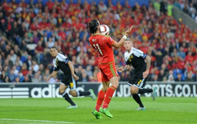120615 - Wales v Belgium - UEFA European Championship 2016 Qualifier -Gareth Bale of Wales scores goal