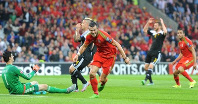 120615 - Wales v Belgium - UEFA European Championship 2016 Qualifier -Gareth Bale of Wales celebrates scoring goal