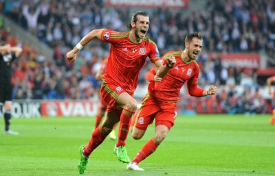 120615 - Wales v Belgium - UEFA European Championship 2016 Qualifier -Gareth Bale of Wales celebrates scoring goal