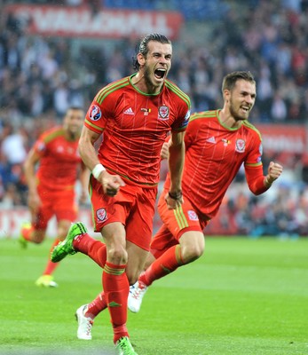 120615 - Wales v Belgium - UEFA European Championship 2016 Qualifier -Gareth Bale of Wales celebrates scoring goal