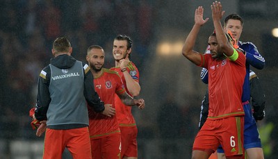 120615 - Wales v Belgium - UEFA European Championship 2016 Qualifier -Gareth Bale of Wales celebrates