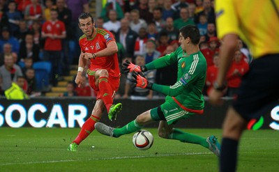 120615 - Wales v Belgium - UEFA European Qualifier - Gareth Bale of Wales scores the first goal of the game