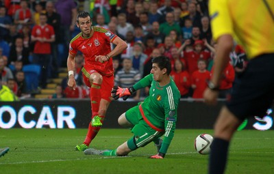 120615 - Wales v Belgium - UEFA European Qualifier - Gareth Bale of Wales scores the first goal of the game
