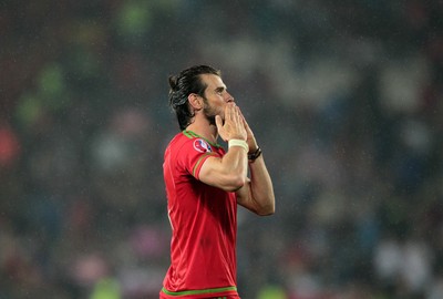 120615 - Wales v Belgium - UEFA European Qualifier - Gareth Bale of Wales celebrates at full time