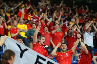 120615 - Wales v Belgium - UEFA European Qualifier - Wales fans celebrate the win