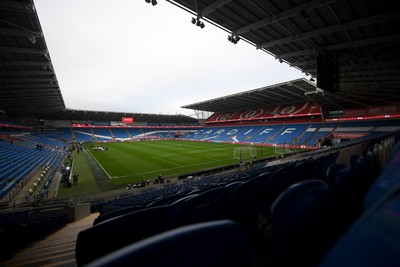 131025 - Wales v Belgium - 2026 FIFA World Cup Qualifying - A general view of the Cardiff City Stadium ahead of this evenings game