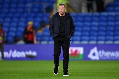 131025 - Wales v Belgium - 2026 FIFA World Cup Qualifying - Craig Bellamy, Wales Manager arrives and inspects the pitch ahead of the match