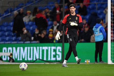 131025 - Wales v Belgium - 2026 FIFA World Cup Qualifying - Thibaut Courtois of Belgium\