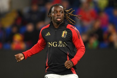 131025 - Wales v Belgium - 2026 FIFA World Cup Qualifying - Jeremy Doku of Belgium