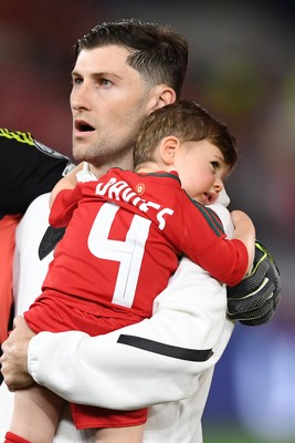 131025 - Wales v Belgium - 2026 FIFA World Cup Qualifying - Ben Davies of Wales during the anthem on his 100th cap