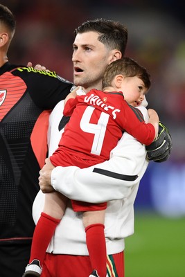 131025 - Wales v Belgium - 2026 FIFA World Cup Qualifying - Ben Davies of Wales during the anthem on his 100th cap