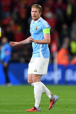 131025 - Wales v Belgium - 2026 FIFA World Cup Qualifying - Kevin De Bruyne of Belgium