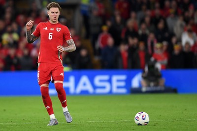 131025 - Wales v Belgium - 2026 FIFA World Cup Qualifying - Joe Rodon of Wales