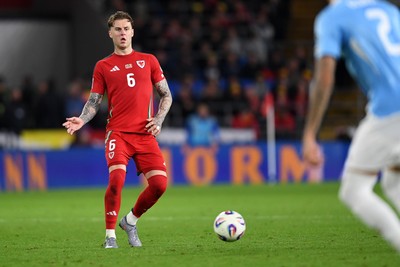 131025 - Wales v Belgium - 2026 FIFA World Cup Qualifying - Joe Rodon of Wales