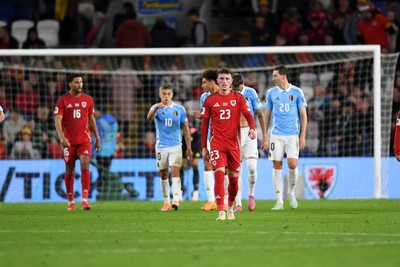 131025 - Wales v Belgium - 2026 FIFA World Cup Qualifying - Dejected Nathan Broadhead of Wales after Belgium score a fourth