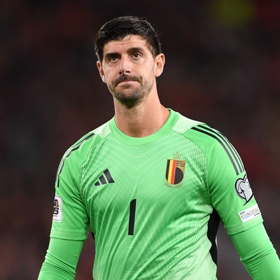 131025 - Wales v Belgium - 2026 FIFA World Cup Qualifying - Thibaut Courtois of Belgium