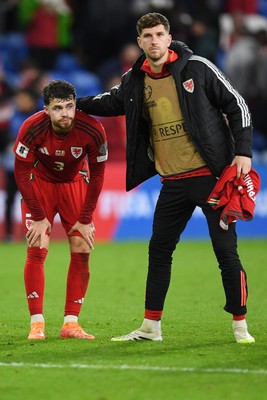 131025 - Wales v Belgium - 2026 FIFA World Cup Qualifying - Dejected Neco Williams of Wales