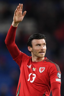 131025 - Wales v Belgium - 2026 FIFA World Cup Qualifying - Kieffer Moore of Wales at full time