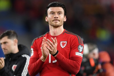 131025 - Wales v Belgium - 2026 FIFA World Cup Qualifying - Kieffer Moore of Wales at full time