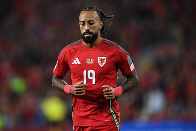 131025 - Wales v Belgium - 2026 FIFA World Cup Qualifying - Sorba Thomas of Wales