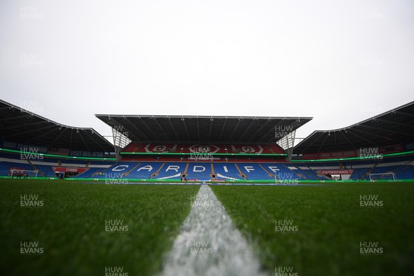 131025 - Wales v Belgium - 2026 FIFA World Cup Qualifying - A general view of the Cardiff City Stadium ahead of this evenings game
