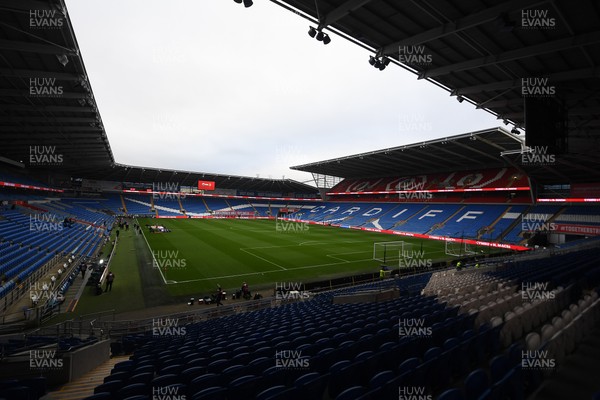 131025 - Wales v Belgium - 2026 FIFA World Cup Qualifying - A general view of the Cardiff City Stadium ahead of this evenings game