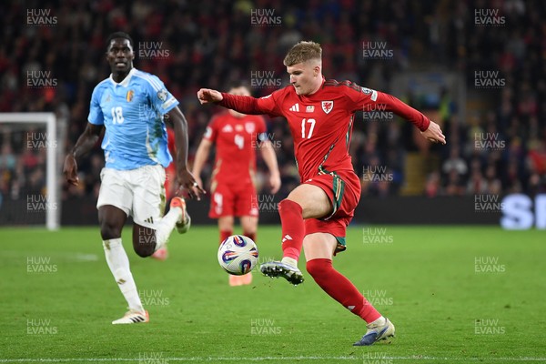 131025 - Wales v Belgium - 2026 FIFA World Cup Qualifying - Jordan James of Wales