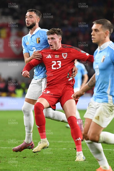 131025 - Wales v Belgium - 2026 FIFA World Cup Qualifying - Nathan Broadhead of Wales pulls a late goal back