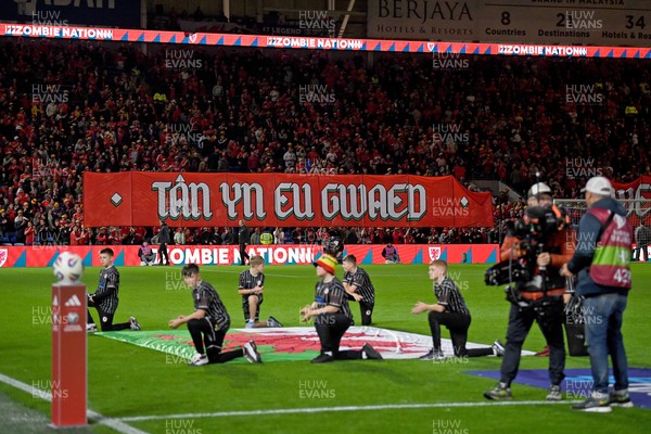 131025 - Wales v Belgium - 2026 FIFA World Cup Qualifying - Wales banner ahead of the match