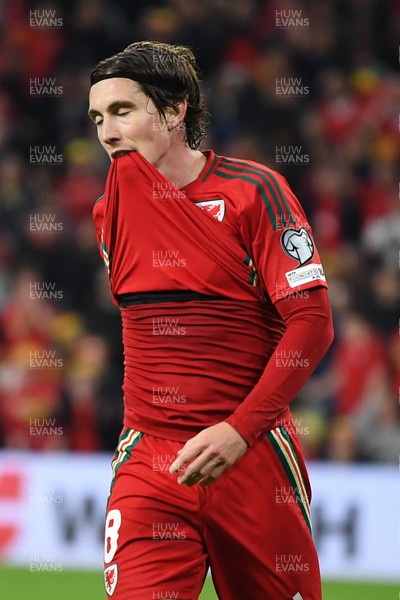 131025 - Wales v Belgium - 2026 FIFA World Cup Qualifying - Dejected Harry Wilson of Wales