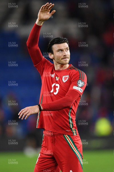 131025 - Wales v Belgium - 2026 FIFA World Cup Qualifying - Kieffer Moore of Wales at full time