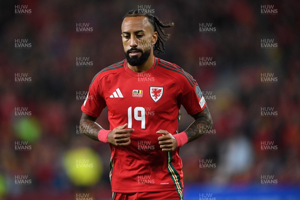 131025 - Wales v Belgium - 2026 FIFA World Cup Qualifying - Sorba Thomas of Wales