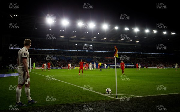 161121 - Wales v Belgium, 2022 World Cup Qualifier - Kevin De Bruyne of Belgium waits to take a corner kick