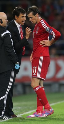 101014 - Wales v Bosnia-Herzegovina, UEFA European Championship 2016 - Wales manager Chris Coleman issues instructions to Wales' Gareth Bale