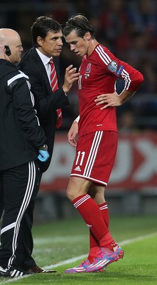 101014 - Wales v Bosnia-Herzegovina, UEFA European Championship 2016 - Wales manager Chris Coleman issues instructions to Wales' Gareth Bale