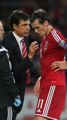 101014 - Wales v Bosnia-Herzegovina, UEFA European Championship 2016 - Wales manager Chris Coleman issues instructions to Wales' Gareth Bale