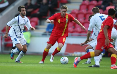 150812 - Wales v Bosnia Herzegovina, Vauxhall International Friendly - Wales' Simon Church pushes forward