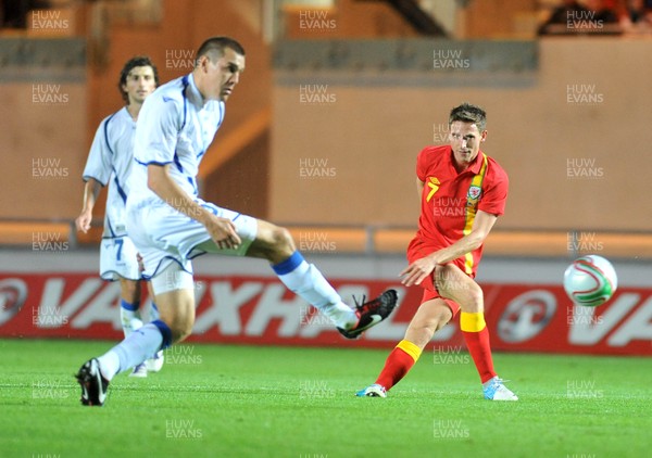 150812 - Wales v Bosnia Herzegovina, Vauxhall International Friendly -   Wales' Joe Allen shoots   