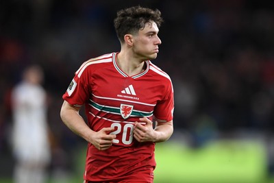 260326 - Wales v Bosnia-Herzegovina - 2026 FIFA World Cup Qualifying - Play-off Semi-final - Daniel James of Wales celebrates scoring a goal