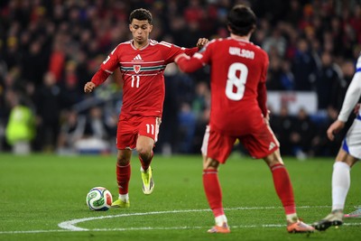 260326 - Wales v Bosnia-Herzegovina - 2026 FIFA World Cup Qualifying - Play-off Semi-final - Brennan Johnson of Wales