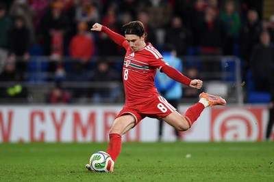 260326 - Wales v Bosnia-Herzegovina - 2026 FIFA World Cup Qualifying - Play-off Semi-final - Harry Wilson of Wales scores his penalty