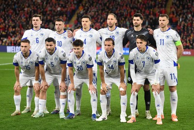 260326 - Wales v Bosnia-Herzegovina - 2026 FIFA World Cup Qualifying - Play-off Semi-final - Bosnia team picture