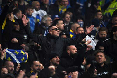 260326 - Wales v Bosnia-Herzegovina - 2026 FIFA World Cup Qualifying - Play-off Semi-final - Bosnia fans