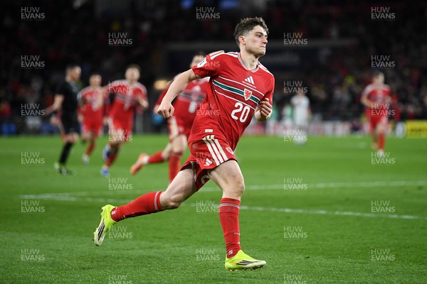 260326 - Wales v Bosnia-Herzegovina - 2026 FIFA World Cup Qualifying - Play-off Semi-final - Daniel James of Wales celebrates scoring a goal