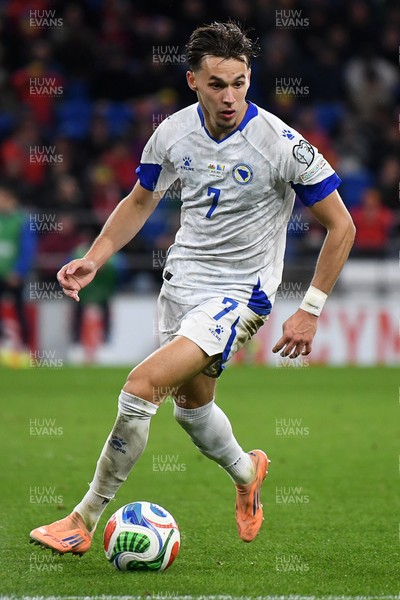 260326 - Wales v Bosnia-Herzegovina - 2026 FIFA World Cup Qualifying - Play-off Semi-final - Amar Dedic of Bosnia