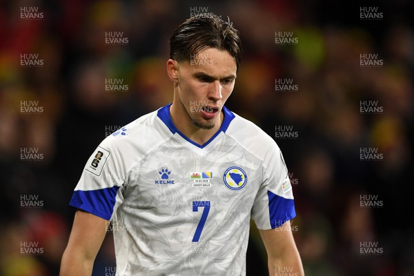 260326 - Wales v Bosnia-Herzegovina - 2026 FIFA World Cup Qualifying - Play-off Semi-final - Amar Dedic of Bosnia