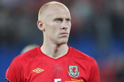08.10.10.. Wales v Bulgaria, UEFA Euro 2012 Qualifier, Cardiff City Stadium -  Wales' James Collins     
